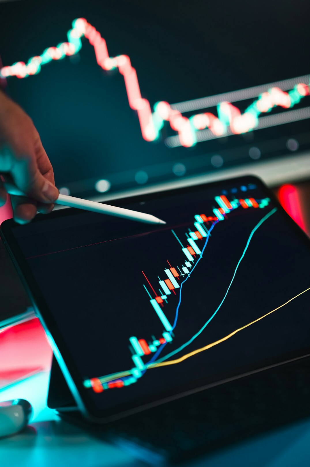 data charts on screen